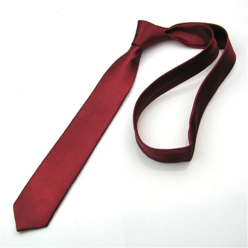Fashion 5CM Skinny Slim Narrow Ties for man Solid Color Black Red Blue Patterns Necktie For mens Neck Tie Neckwear