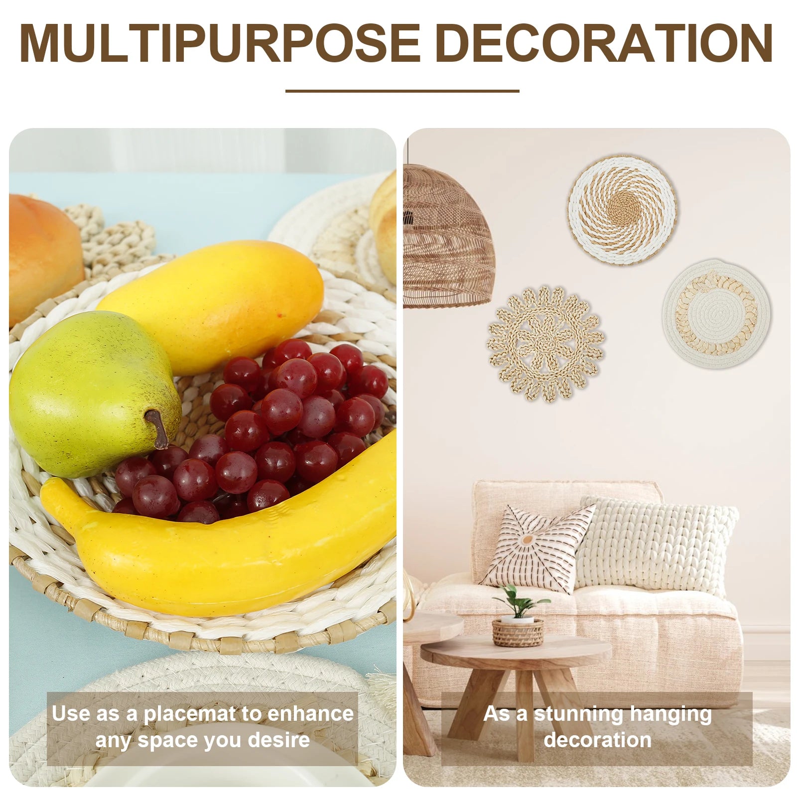 11-Piece Woven Rattan Wall Basket Decor Set