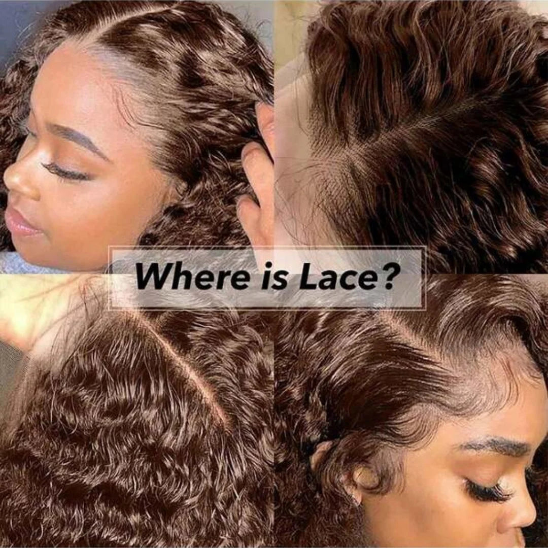 Chocolate Brown 13x4 Human Hair Wigs HD Lace Human Hair Wig 34 Inch Brown Deep Curly Lace Frontal Wigs 13x4 Transparent Lace Wig